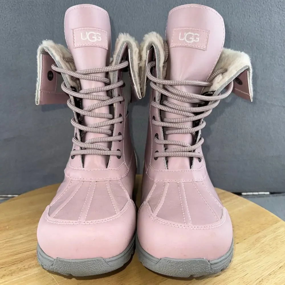 Ugg Kids' Butte II CWR Waterproof Winter Boots Pink Leather Size 4 US